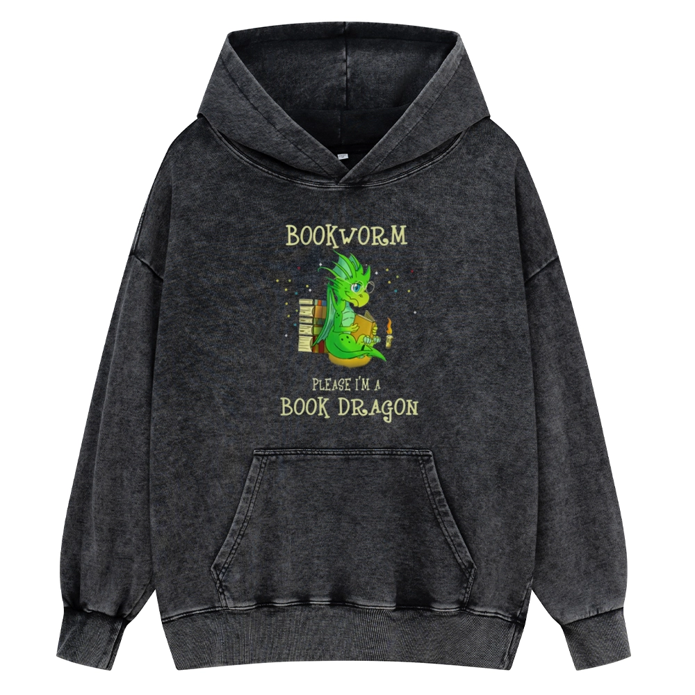 Pagewings Bookworm Please I'm A Book Dragon Unisex Washed Hoodie
