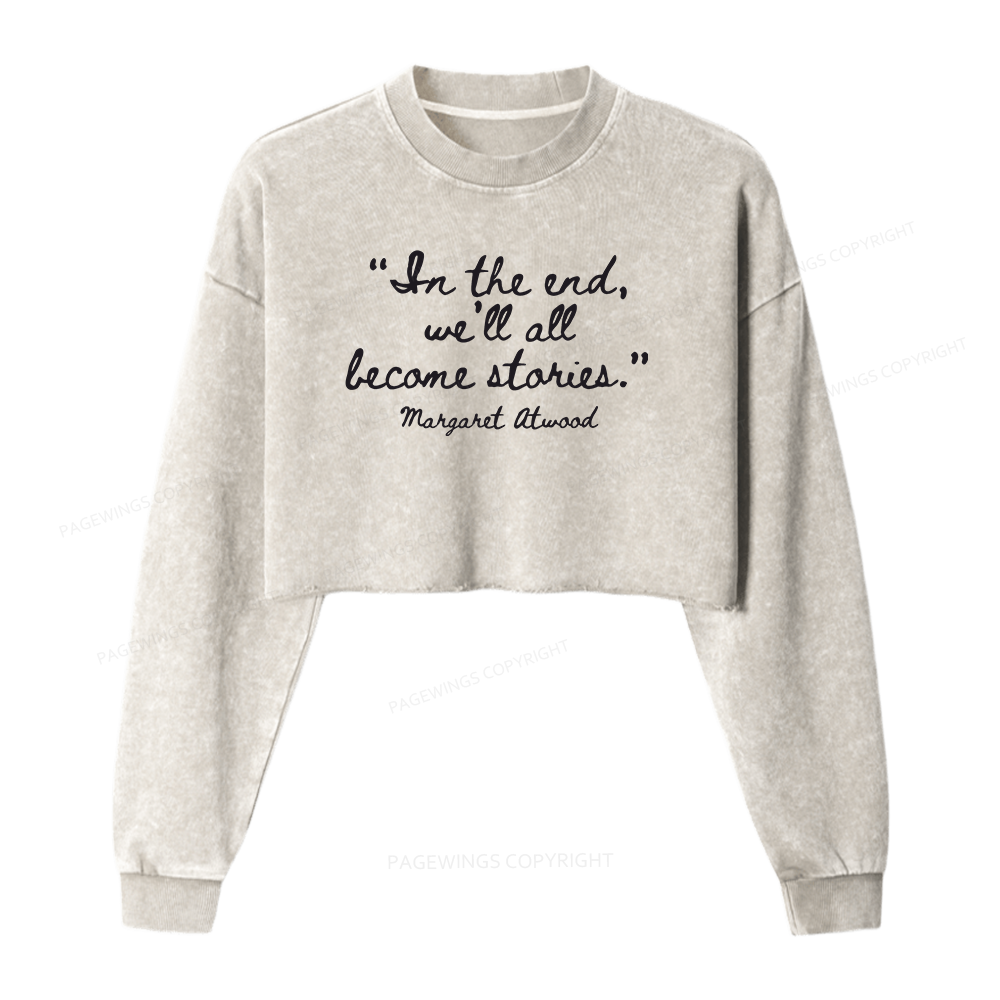 Pagewings Inspirational Quote Washed Crop Sweatshirt