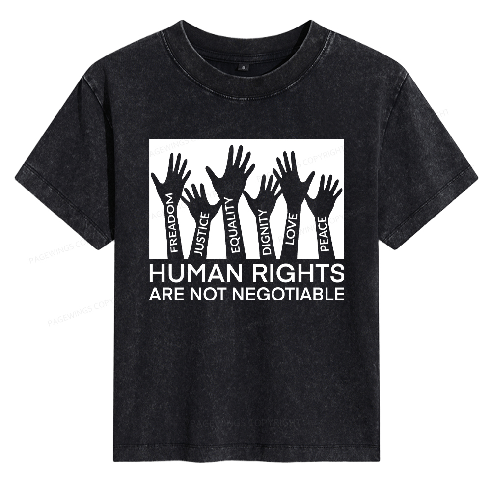 Pagewings Human Rights Are Not Negotiable Women's Washed T-shirt
