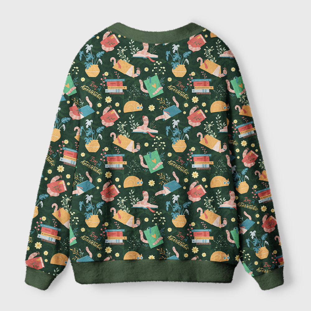Pagewings I'm A Bookaholic Light Knit Unisex Cardigan Sweaters