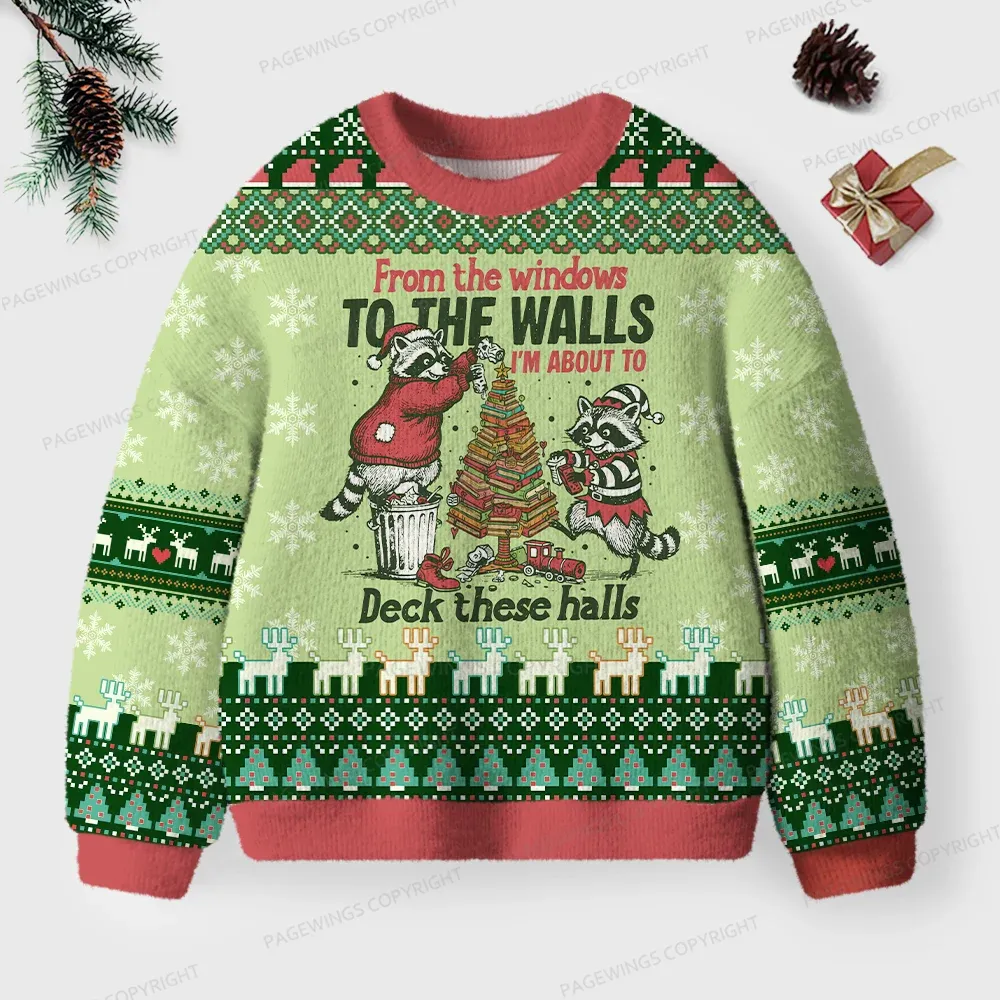 Pagewings I’m About To Deck These Halls Unisex Ugly Knit Sweatshirt