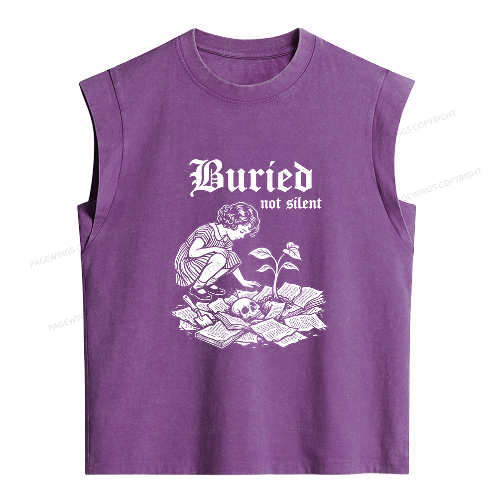 Pagewings  Dark Humor Skull Women's Washed Tank Top
