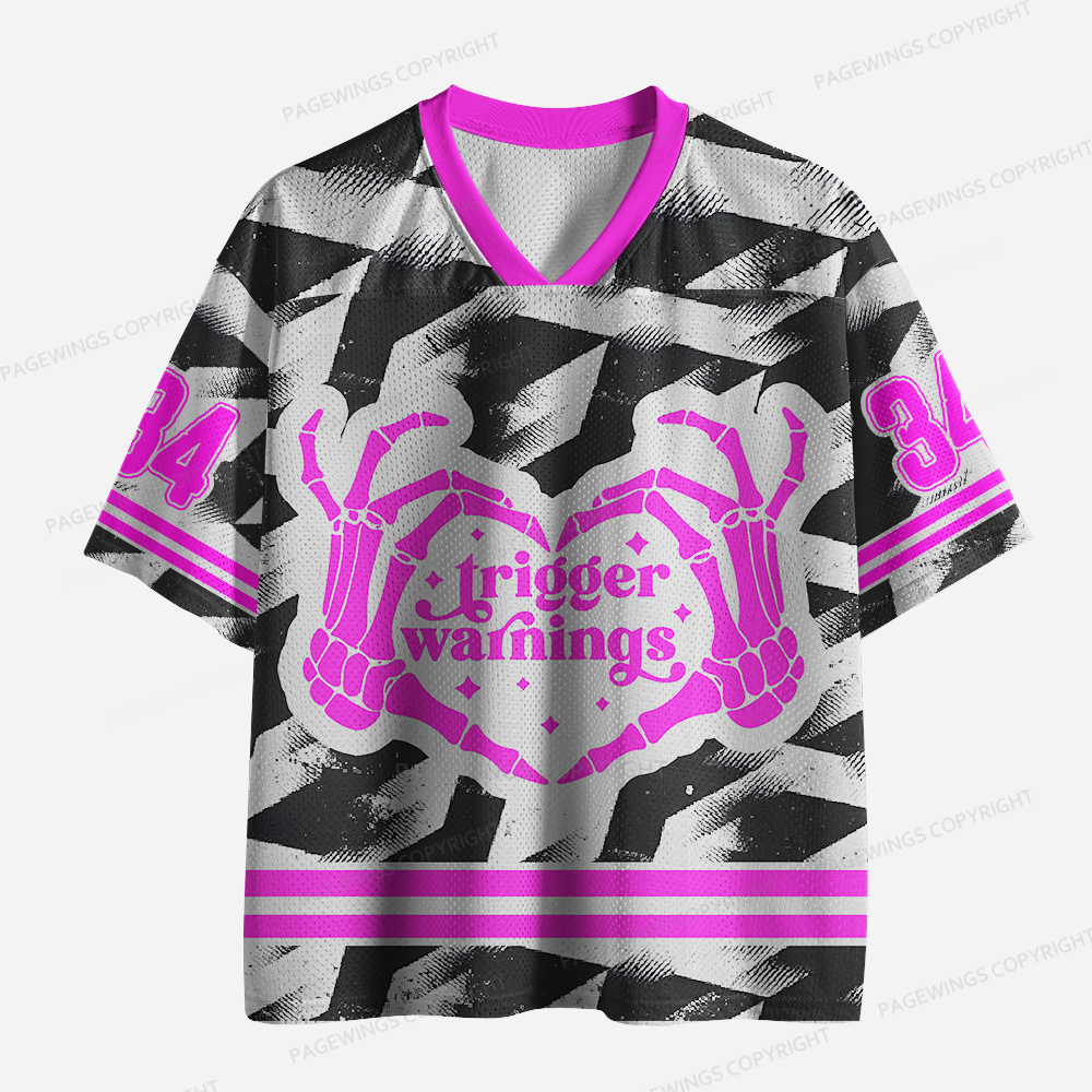 Pagewings Trigger Warnings Unisex Mesh Jersey