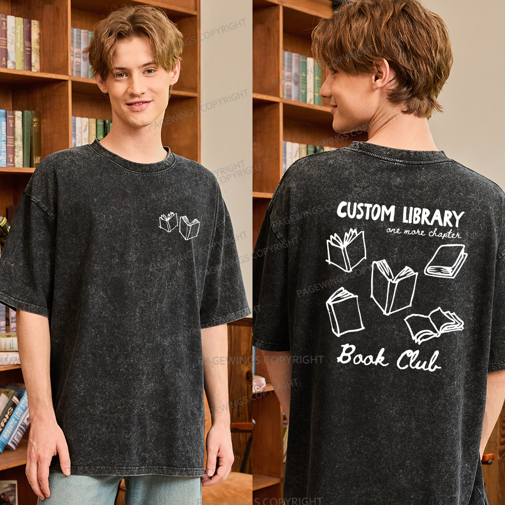 Pagewings Personalized Library Book Club Unisex Washed T-shirt