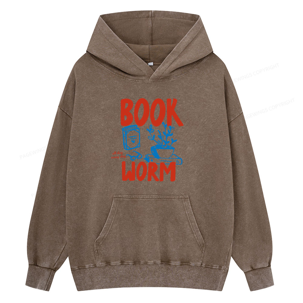 Pagewings Bookworm Unisex Washed Hoodie