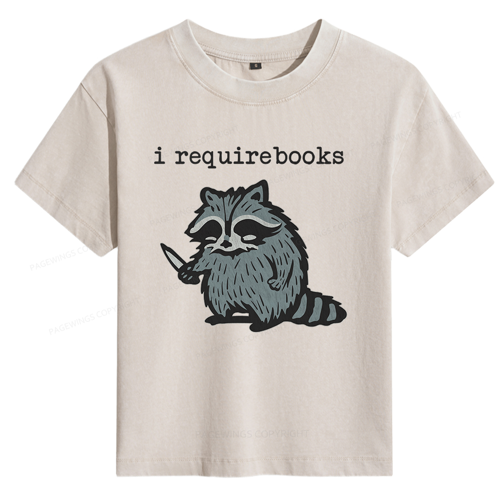 Pagewings I Require Books Women's Washed T-shirt