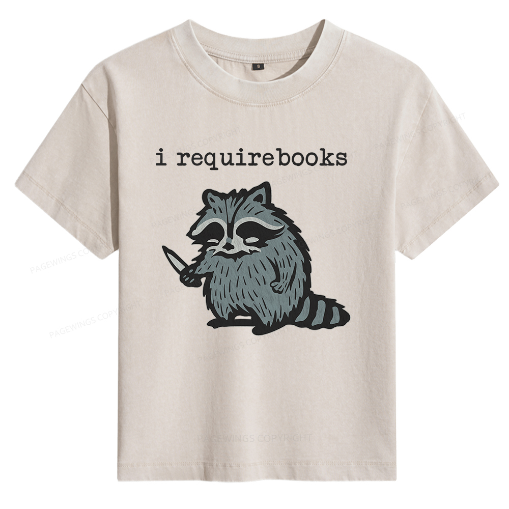 Pagewings I Require Books Women's Washed T-shirt
