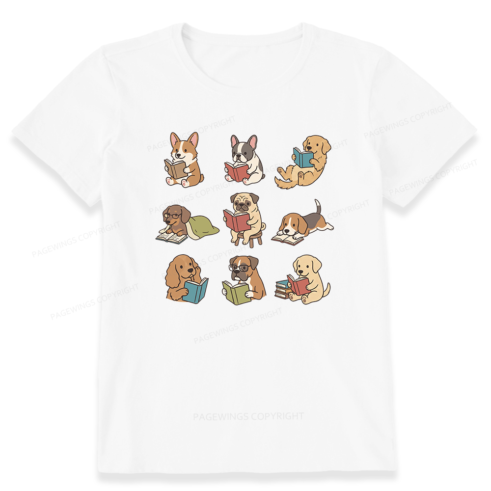 Pagewings Funny Dog Reading Unisex Classic T-shirt