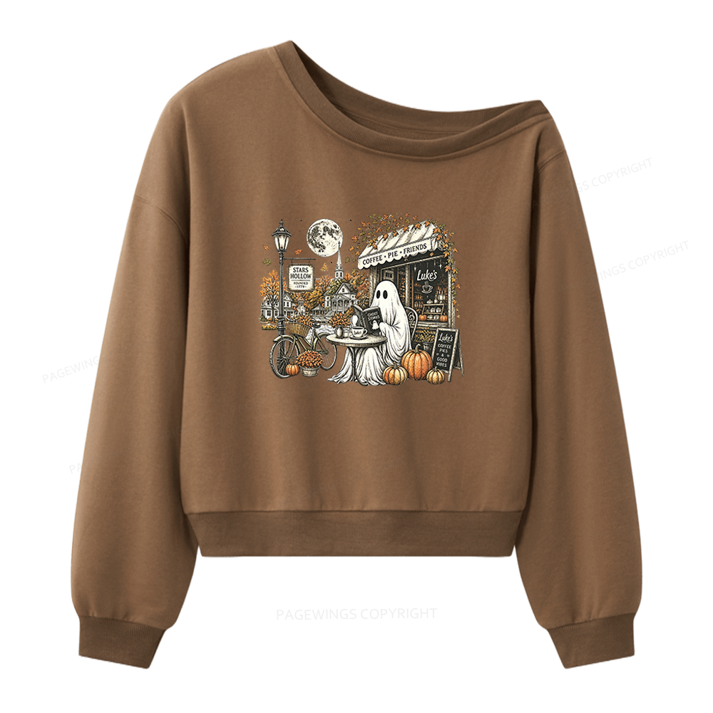 Pagewings Stars Hollow Ghost Women Off Shoulder Sweatshirt