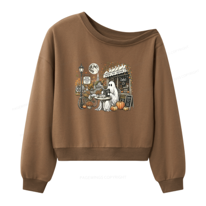 Pagewings Stars Hollow Ghost Women Off Shoulder Sweatshirt