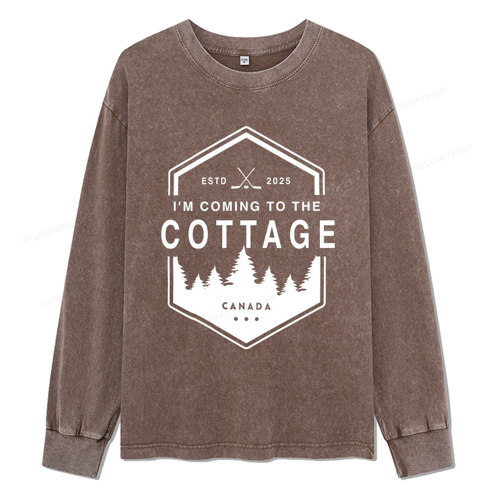 Pagewings Coming To The Cottage Unisex Washed Long Sleeve T-shirt