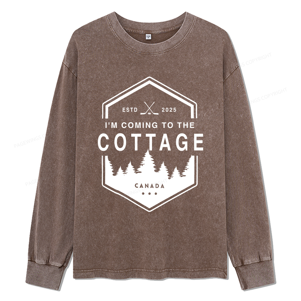 Pagewings Coming To The Cottage Unisex Washed Long Sleeve T-shirt