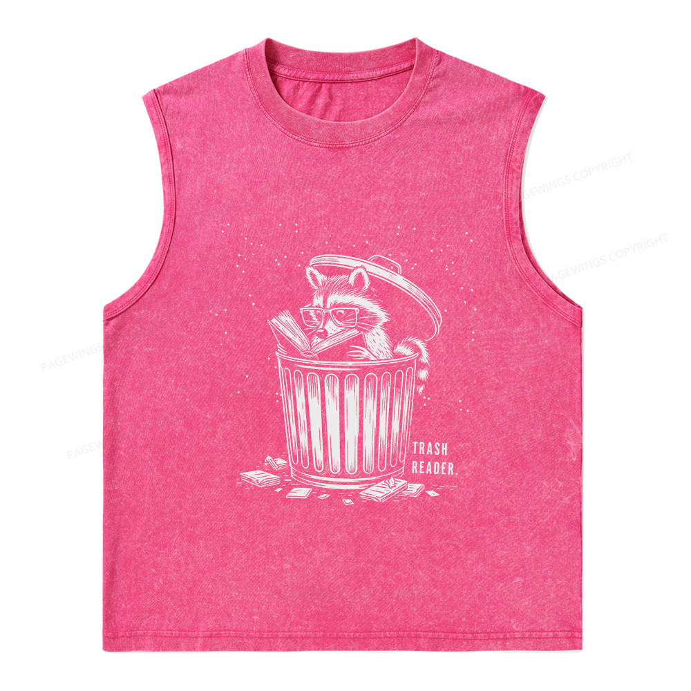 Pagewings Trash Reader Raccoon - Book Quote Unisex Washed Tank Top