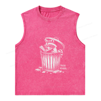 Pagewings Trash Reader Raccoon - Book Quote Unisex Washed Tank Top