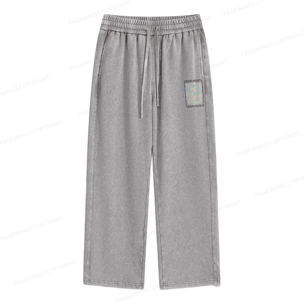 Pagewings Trans Rights Are Human Rights Unisex Washed Sweatpants