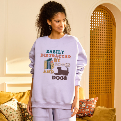 Pagewings Easily Distracted By Books And Labrador Unisex Fleece Sweatshirt Set 