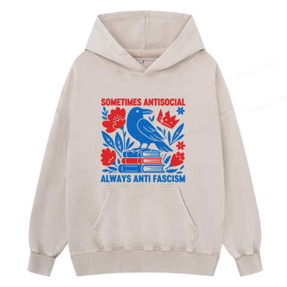 Pagewings Anti Fascism Unisex Washed Hoodie