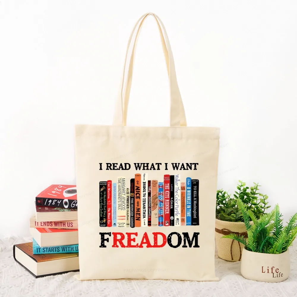 Pagewings I Read What I Want Banned Books Tote Bag