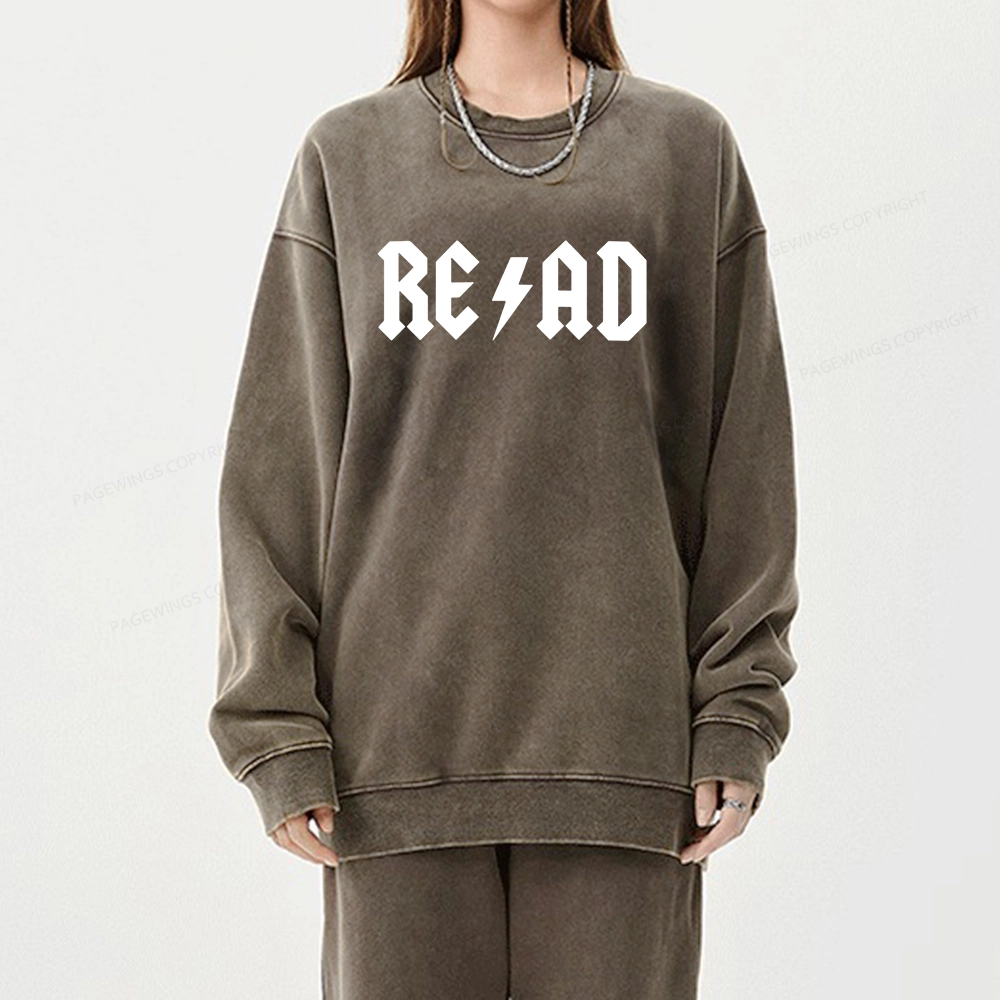 Pagewings Read Back In The Library "rock And Roll" Unisex Washed Sweatshirt