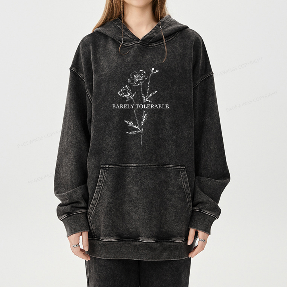 Pagewings Barely Tolerable Unisex Washed Hoodie