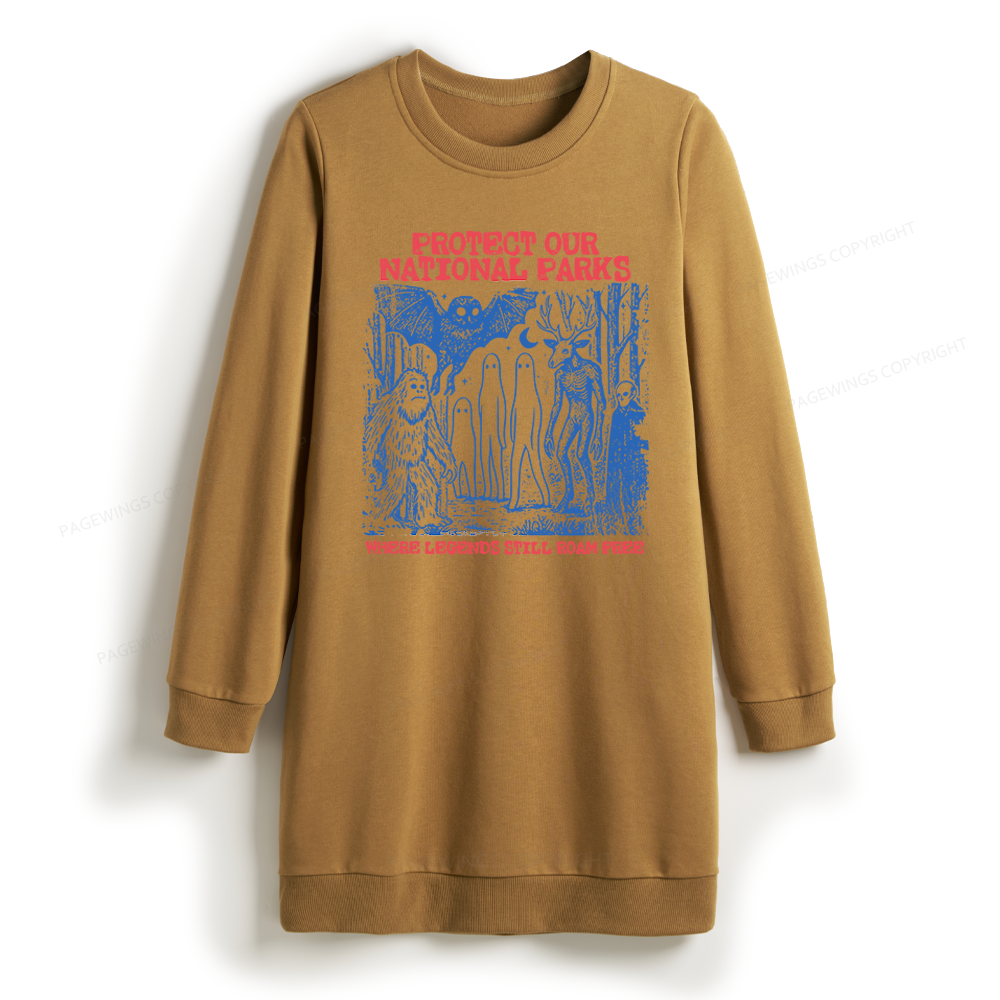 Pagewings Protect Our Parks Vintage Camping Sweatshirt Dress