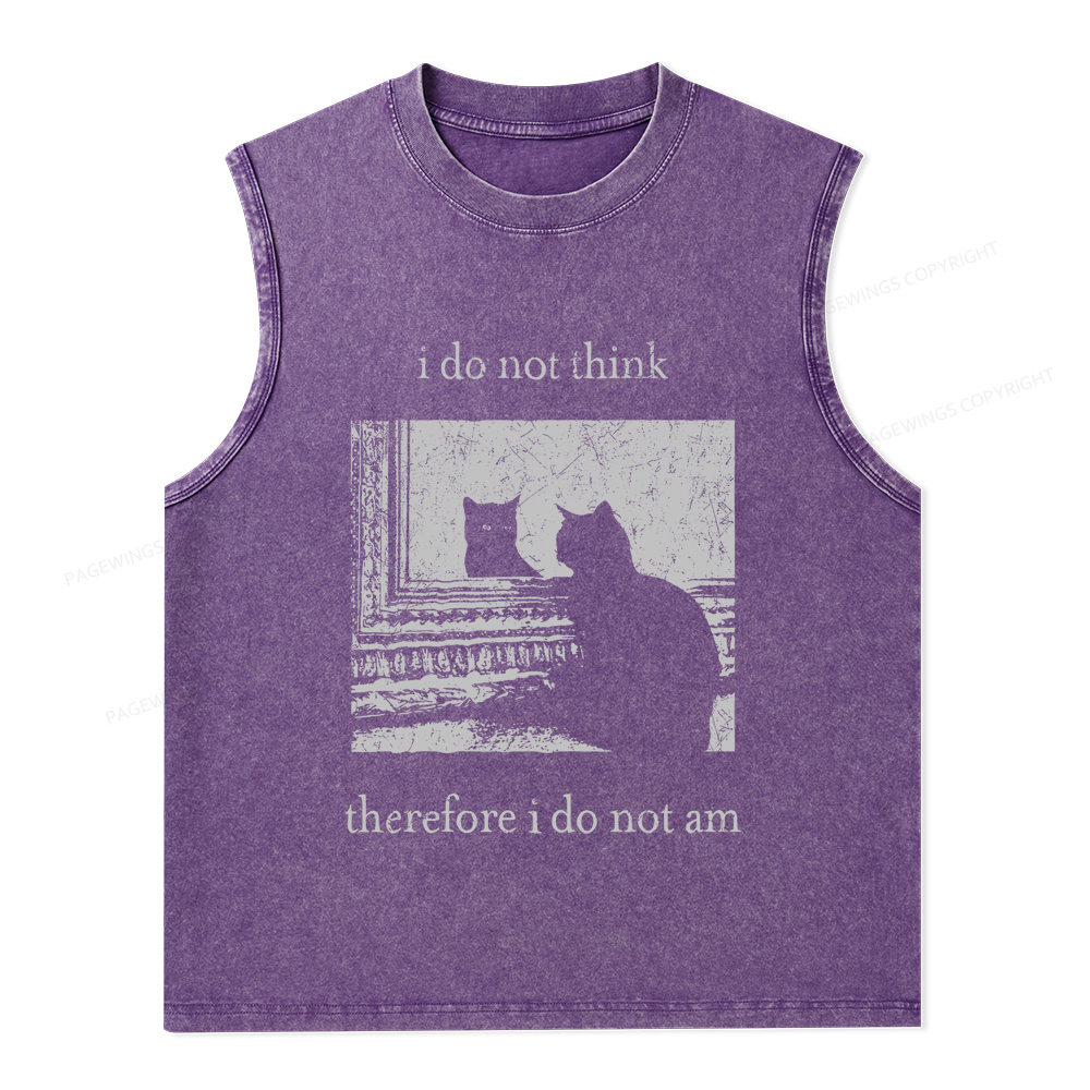 Pagewings I Do Not Think Therefore I Do Not Am Unisex Washed Tank Top