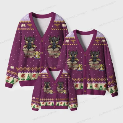 Pagewings Read Books Be Kind Love Dragons Unisex Ugly Cardigan Sweaters
