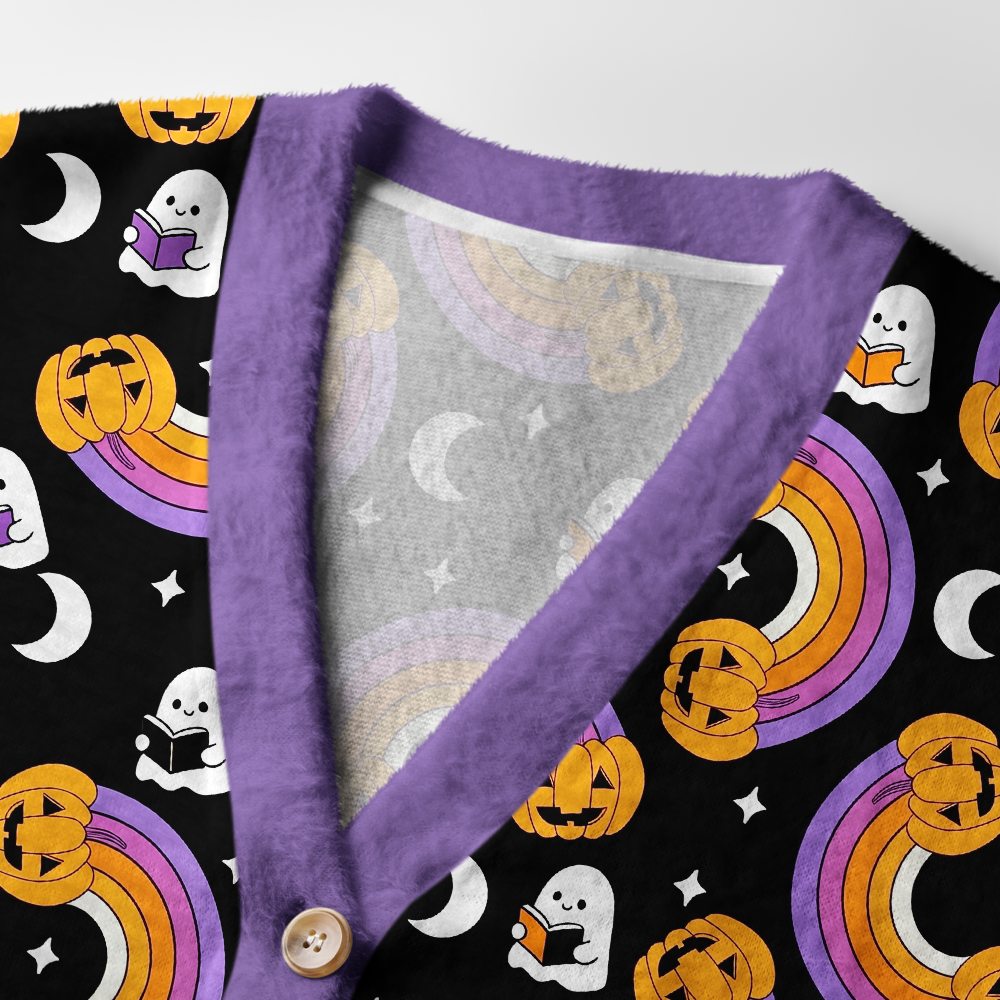 Pagewings Halloween Bookish Light Knit Unisex Cardigan Sweaters