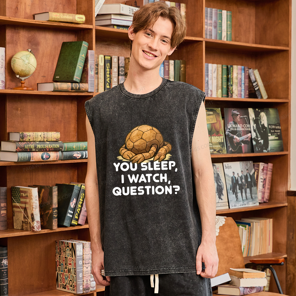 Pagewings You Sleep I Watch Question Unisex Washed Tank Top