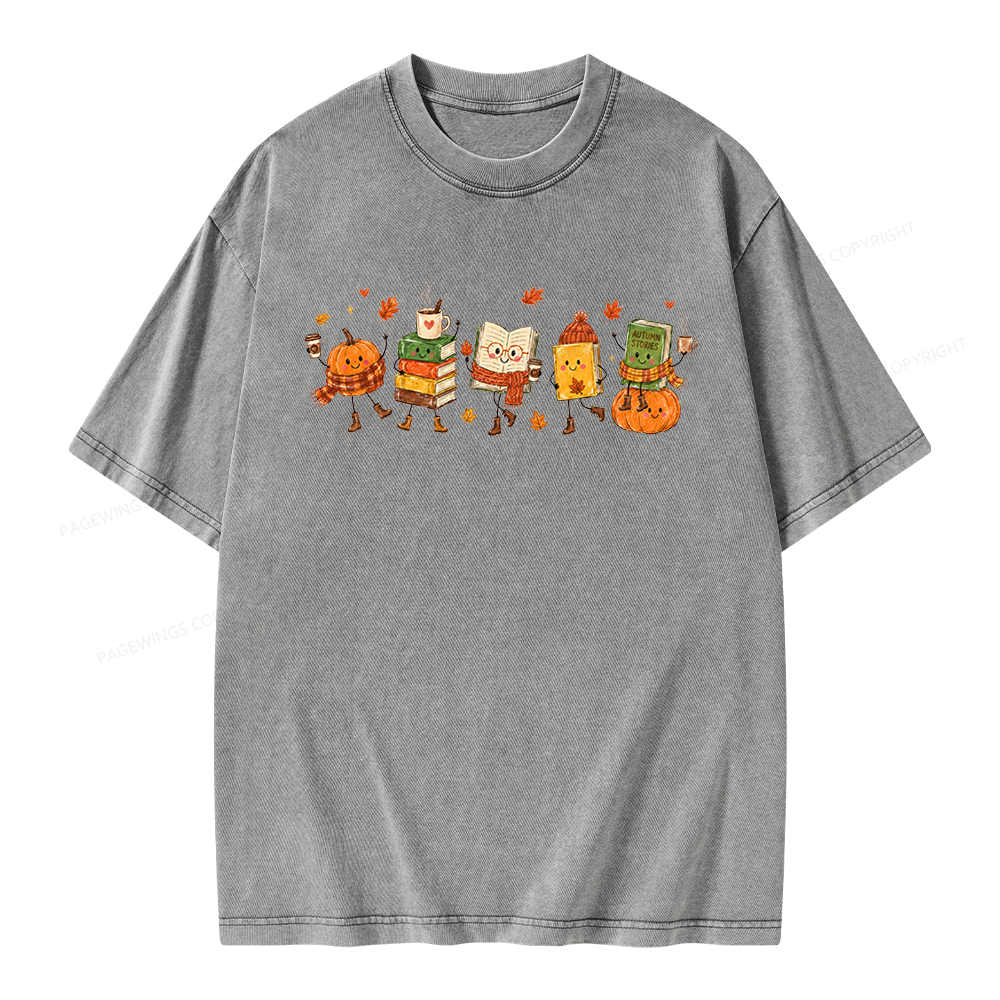 Pagewings All Booked For Fall Unisex Washed T-shirt