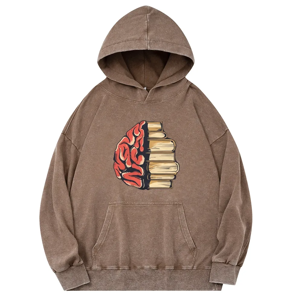 Pagewings Book is Brain Unisex Washed Hoodie