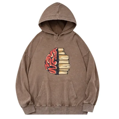 Pagewings Book is Brain Unisex Washed Hoodie
