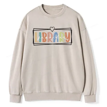 Pagewings Elementary Librarian Custom Name Unisex Washed Sweatshirt