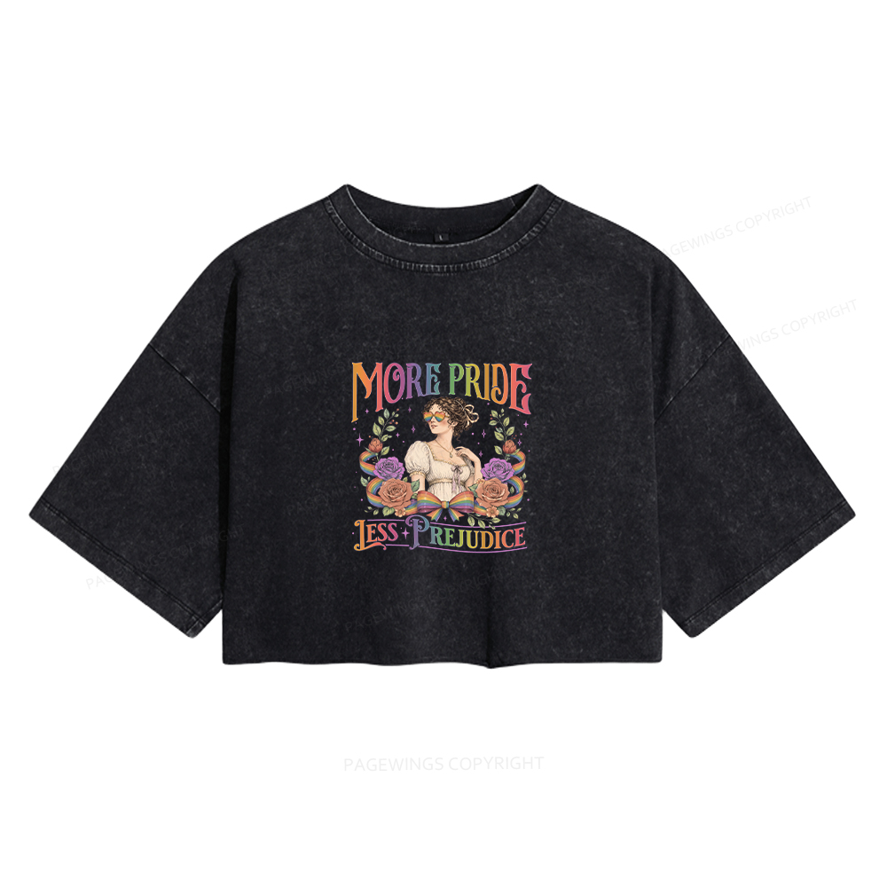 Pagewings More Pride Less Prejudice Women's Washed Cropped T-shirt