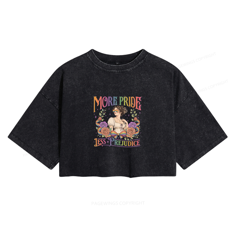 Pagewings More Pride Less Prejudice Women's Washed Cropped T-shirt