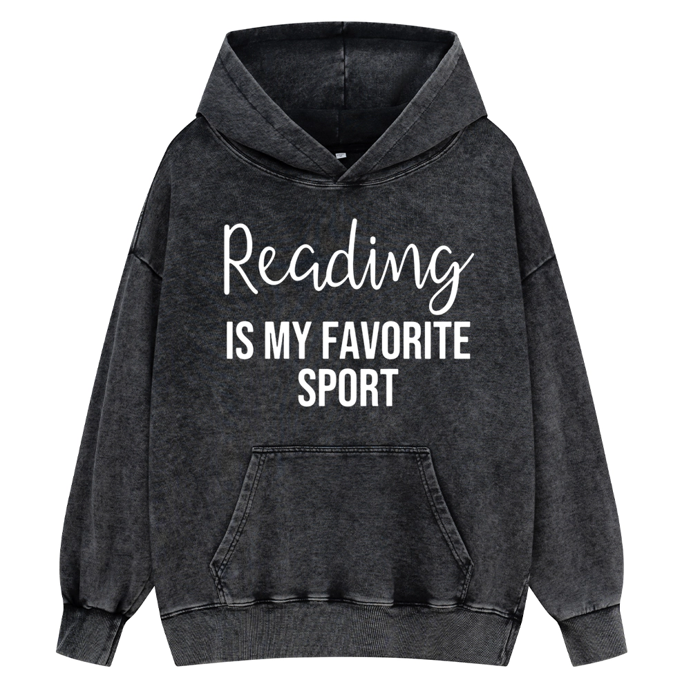 Pagewings Reading is My Favourite Sport Unisex Washed Hoodie