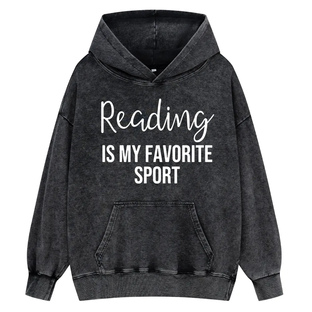 Pagewings Reading is My Favourite Sport Unisex Washed Hoodie