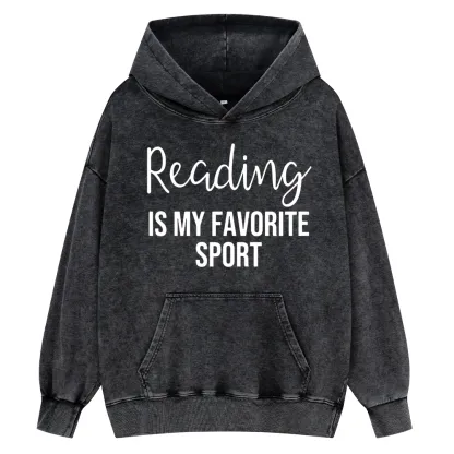 Pagewings Reading is My Favourite Sport Unisex Washed Hoodie