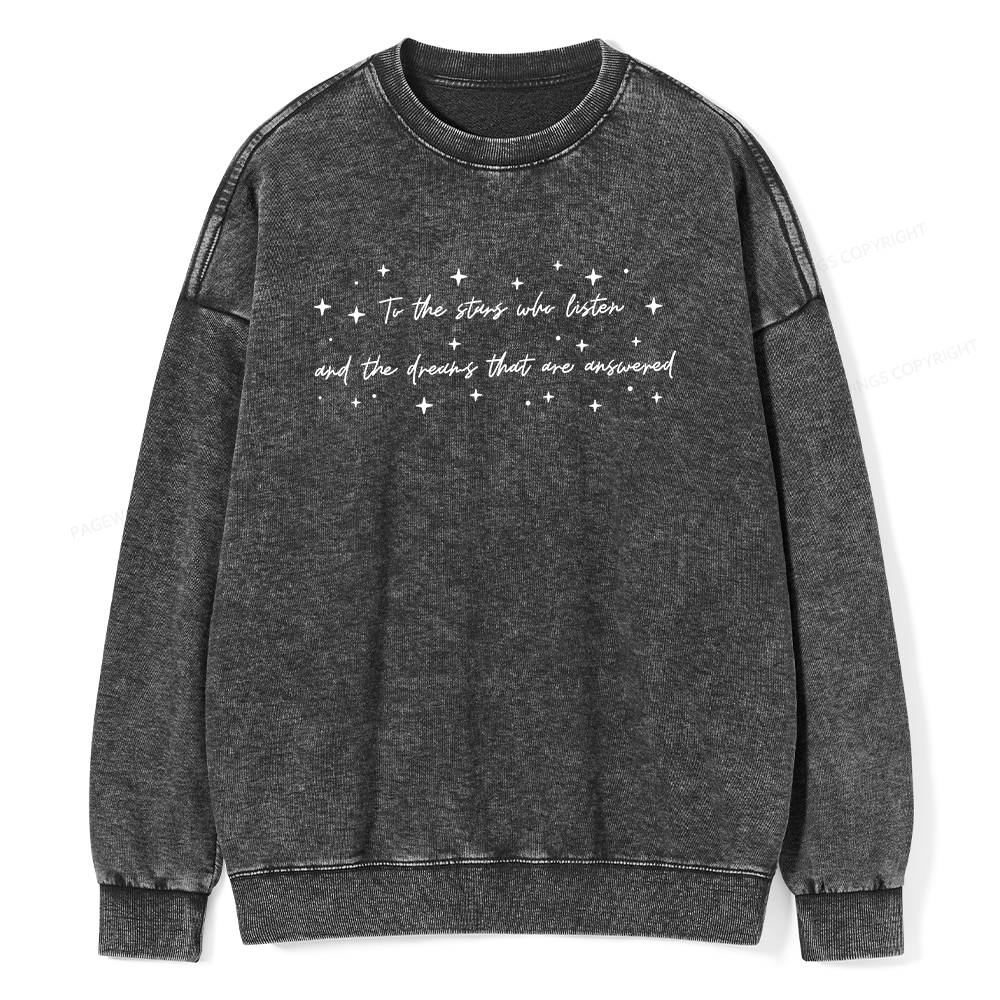 Pagewings To the Stars Who Listen Unisex Washed Sweatshirt