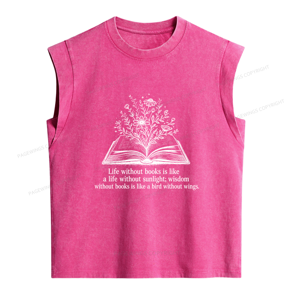 Pagewing Reading Quote Women's Washed Tank Top