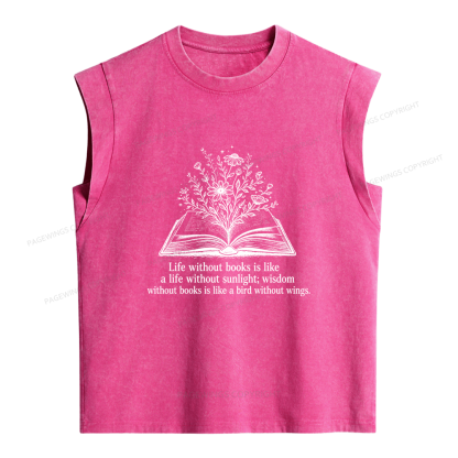 Pagewing Reading Quote Women's Washed Tank Top