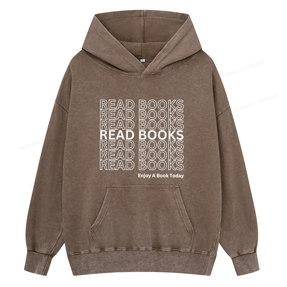 Pagewings Read Books Librarian Unisex Washed Hoodie