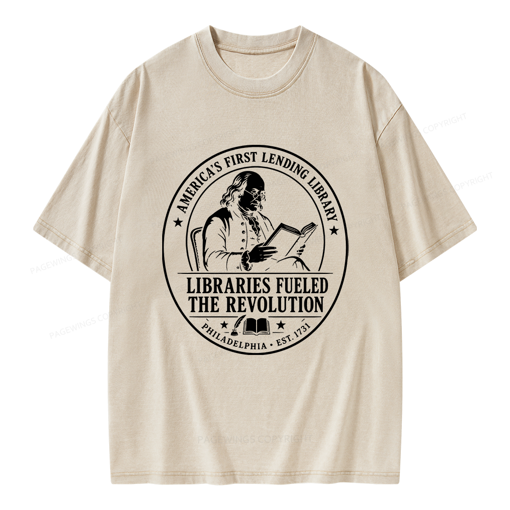Pagewings Libraries Fueled the Revolution Unisex Washed T-shirt