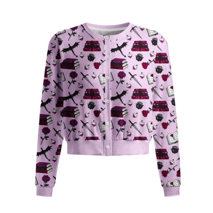 Pagewings Fantasy Bookish Crew Neck Cardigan Sweaters
