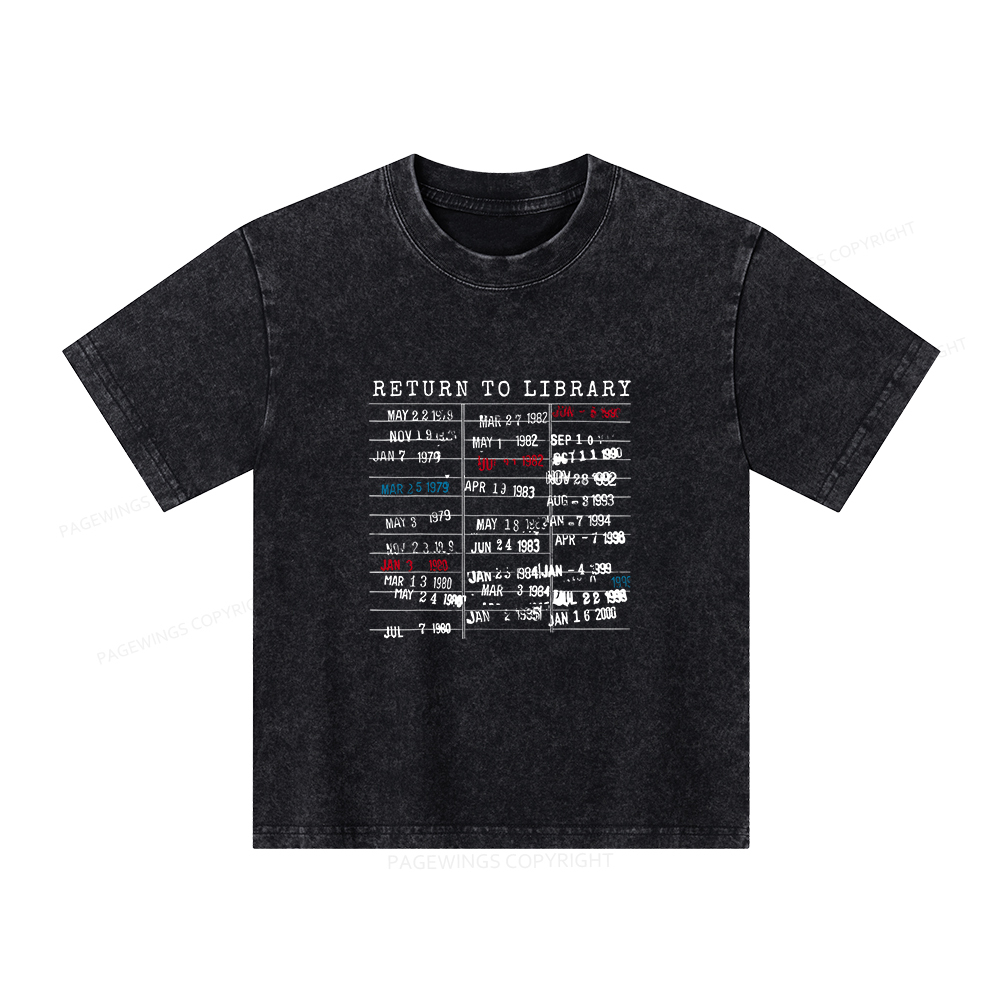 Pagewings Return To Library Unisex Kids Washed T-shirt