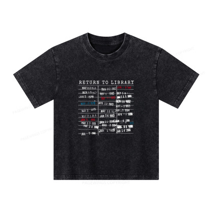 Pagewings Return To Library Unisex Kids Washed T-shirt