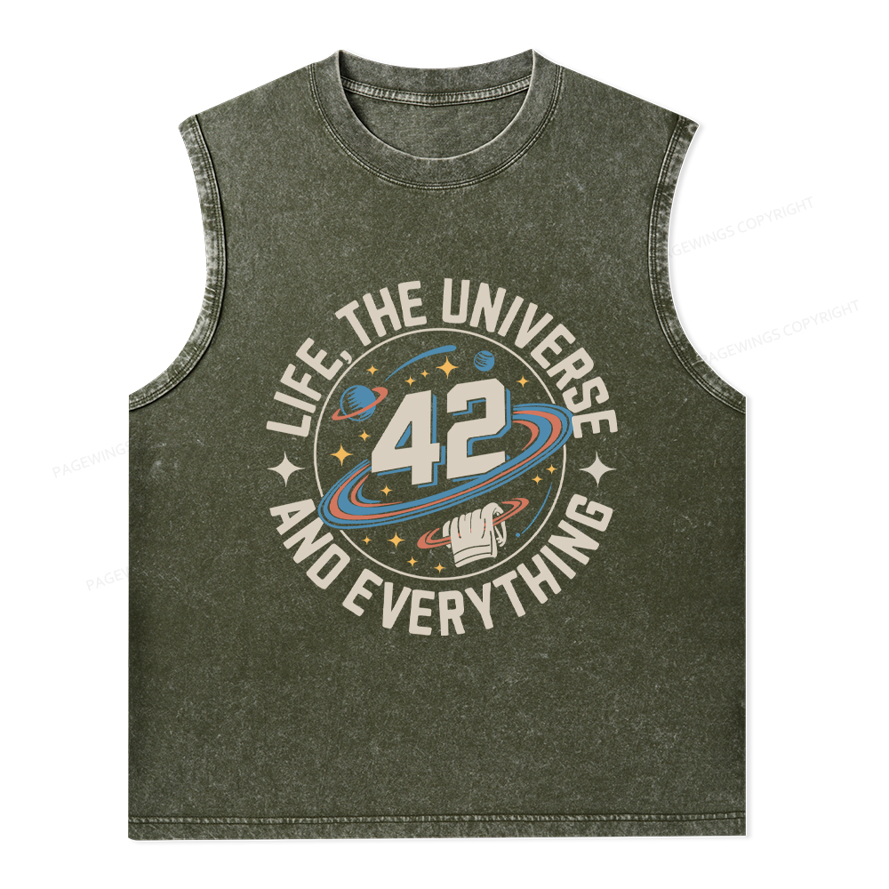 Pagewings Life The Universe And Everything Unisex Washed Tank Top