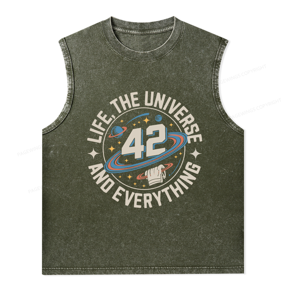 Pagewings Life The Universe And Everything Unisex Washed Tank Top