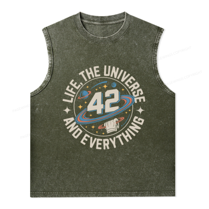 Pagewings Life The Universe And Everything Unisex Washed Tank Top