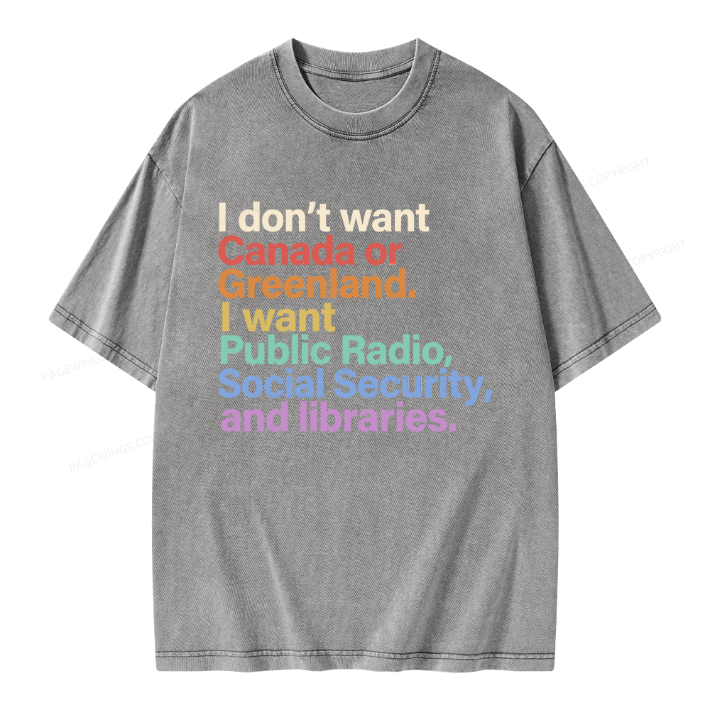 Pagewings I Want Public Libraries Unisex Washed T-shirt